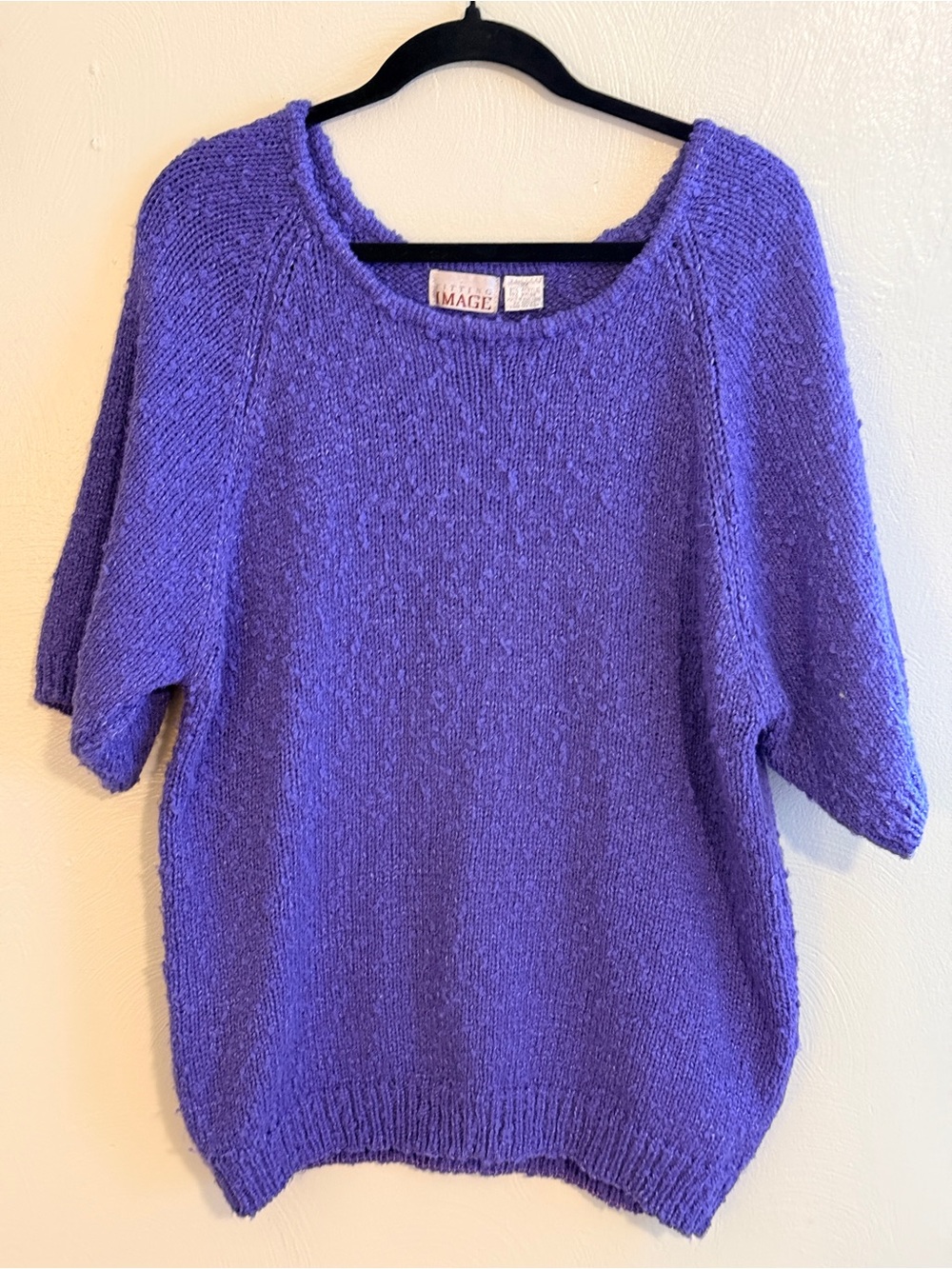 Vintage Purple Scoop-Neck Short Sleeve Sweater
